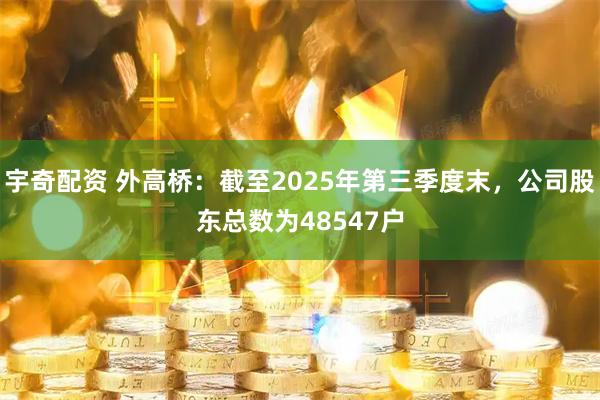 宇奇配资 外高桥：截至2025年第三季度末，公司股东总数为48547户