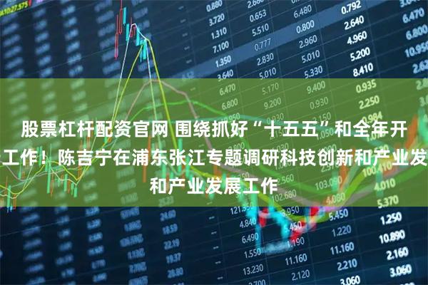 股票杠杆配资官网 围绕抓好“十五五”和全年开局起步工作！陈吉宁在浦东张江专题调研科技创新和产业发展工作