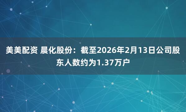 美美配资 晨化股份：截至2026年2月13日公司股东人数约为1.37万户